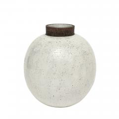 Aldo Londi Aldo Londi Raymor Bitossi Ball Vase Ceramic White Brown Signed Italy 1960s - 4819271