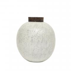 Aldo Londi Aldo Londi Raymor Bitossi Ball Vase Ceramic White Brown Signed Italy 1960s - 4819274