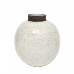 Aldo Londi Aldo Londi Raymor Bitossi Ball Vase Ceramic White Brown Signed Italy 1960s - 4819275