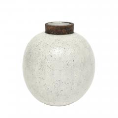 Aldo Londi Aldo Londi Raymor Bitossi Ball Vase Ceramic White Brown Signed Italy 1960s - 4819282