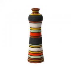 Aldo Londi Aldo Londi Thailandia Vase Ceramic Stripes Orange Black White Signed - 3927171