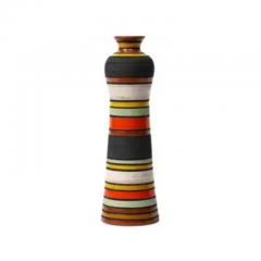 Aldo Londi Aldo Londi Thailandia Vase Ceramic Stripes Orange Black White Signed - 3927172