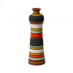 Aldo Londi Aldo Londi Thailandia Vase Ceramic Stripes Orange Black White Signed - 3927174