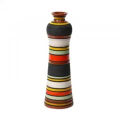 Aldo Londi Aldo Londi Thailandia Vase Ceramic Stripes Orange Black White Signed - 3927176