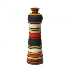 Aldo Londi Aldo Londi Thailandia Vase Ceramic Stripes Orange Black White Signed - 3927177