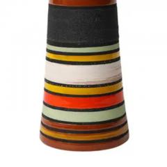 Aldo Londi Aldo Londi Thailandia Vase Ceramic Stripes Orange Black White Signed - 3927181