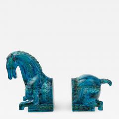 Aldo Londi Bitossi Rimini Blu Horse Bookends by Aldo Londi Italy 1960s - 1016940