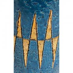 Aldo Londi Bitossi Vase Ceramic Blue Gold Geometric Signed - 3707818