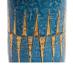 Aldo Londi Bitossi Vase Ceramic Blue Gold Geometric Signed - 3707820
