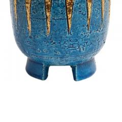 Aldo Londi Bitossi Vase Ceramic Blue Gold Geometric Signed - 3707821