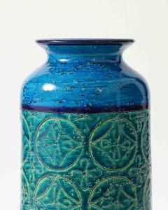 Aldo Londi Blue and Green Glazed Ceramic Vase by Aldo Londi for Bitossi Italy c 1960 - 4609442