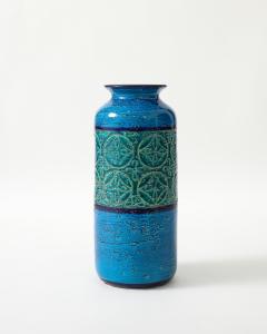 Aldo Londi Blue and Green Glazed Ceramic Vase by Aldo Londi for Bitossi Italy c 1960 - 4609447