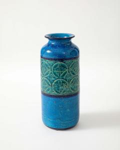 Aldo Londi Blue and Green Glazed Ceramic Vase by Aldo Londi for Bitossi Italy c 1960 - 4609449