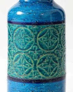 Aldo Londi Blue and Green Glazed Ceramic Vase by Aldo Londi for Bitossi Italy c 1960 - 4609451