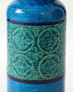 Aldo Londi Blue and Green Glazed Ceramic Vase by Aldo Londi for Bitossi Italy c 1960 - 4609453