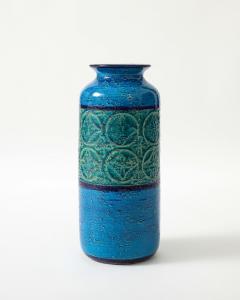 Aldo Londi Blue and Green Glazed Ceramic Vase by Aldo Londi for Bitossi Italy c 1960 - 4609454