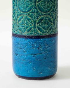 Aldo Londi Blue and Green Glazed Ceramic Vase by Aldo Londi for Bitossi Italy c 1960 - 4609455