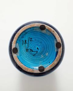 Aldo Londi Blue and Green Glazed Ceramic Vase by Aldo Londi for Bitossi Italy c 1960 - 4609456