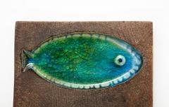 Aldo Londi Ceramic Plate with Green Glazed Mosaic Fish Motif by Aldo Londi for Bitossi - 2247218