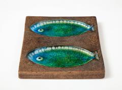 Aldo Londi Ceramic Plate with Green Glazed Mosaic Fish Motif by Aldo Londi for Bitossi - 2247224