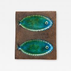 Aldo Londi Ceramic Plate with Green Glazed Mosaic Fish Motif by Aldo Londi for Bitossi - 2250302