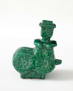 Aldo Londi Green Ceramic Therianthrope Sculpture by Aldo Londi for Bitossi Italy c 1960 - 4609386