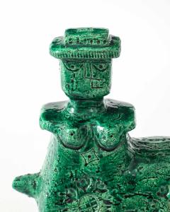 Aldo Londi Green Ceramic Therianthrope Sculpture by Aldo Londi for Bitossi Italy c 1960 - 4609391