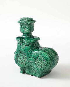 Aldo Londi Green Ceramic Therianthrope Sculpture by Aldo Londi for Bitossi Italy c 1960 - 4609392
