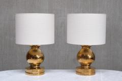 Aldo Londi Large Pair of Aldo Londi Gold Glazed Ceramic Table Lamps Luxus Vittsj 1970s - 4747825