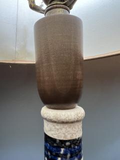 Aldo Londi MID CENTURY ITALIAN ELONGATED BOTTLE CERAMIC LAMPS WITH ORIGINAL SHADES - 3157364