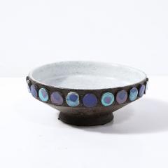 Aldo Londi Mid Century Burnt Umber Multicolor Blue Ceramic Bowl by Aldo Londi for Vistosi - 3975989