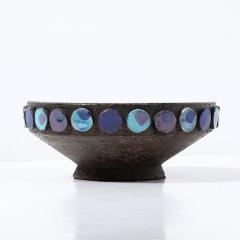 Aldo Londi Mid Century Burnt Umber Multicolor Blue Ceramic Bowl by Aldo Londi for Vistosi - 3976069