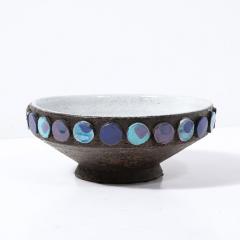 Aldo Londi Mid Century Burnt Umber Multicolor Blue Ceramic Bowl by Aldo Londi for Vistosi - 3976071