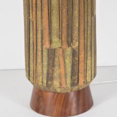 Aldo Londi Mid Century Organic Modern Ceramic Walnut Table Lamp in Earth Tones - 1484634