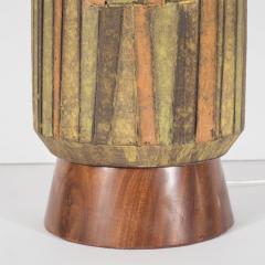 Aldo Londi Mid Century Organic Modern Ceramic Walnut Table Lamp in Earth Tones - 1484638