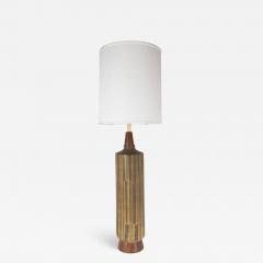 Aldo Londi Mid Century Organic Modern Ceramic Walnut Table Lamp in Earth Tones - 1486354