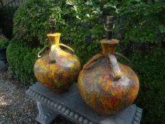 Aldo Londi Pair of Hollywood Regency Glazed Ceramic Lamps - 3667812