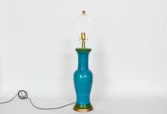 Aldo Londi Substantial Aldo Londi Bitossi Rimini Blue and Green Stripe Table Lamp 1950s - 2937427