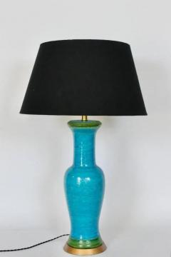 Aldo Londi Substantial Aldo Londi Bitossi Rimini Blue and Green Stripe Table Lamp 1950s - 2937431