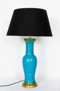 Aldo Londi Substantial Aldo Londi Bitossi Rimini Blue and Green Stripe Table Lamp 1950s - 2937432