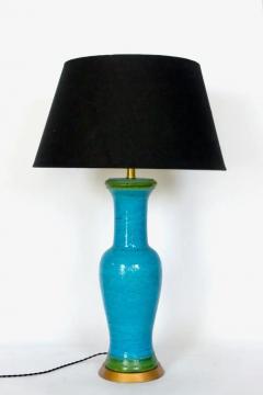 Aldo Londi Substantial Aldo Londi Bitossi Rimini Blue and Green Stripe Table Lamp 1950s - 2937433