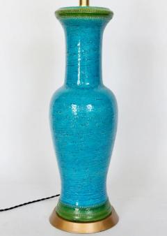 Aldo Londi Substantial Aldo Londi Bitossi Rimini Blue and Green Stripe Table Lamp 1950s - 2937447