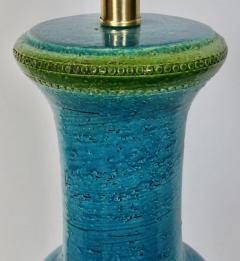 Aldo Londi Substantial Aldo Londi Bitossi Rimini Blue and Green Stripe Table Lamp 1950s - 2937449