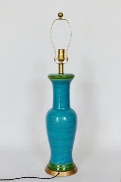 Aldo Londi Substantial Aldo Londi Bitossi Rimini Blue and Green Stripe Table Lamp 1950s - 2937452