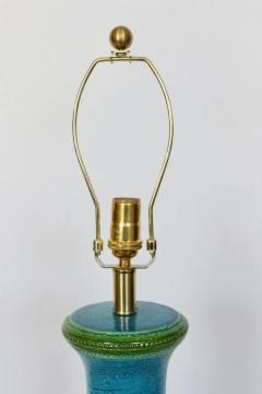 Aldo Londi Substantial Aldo Londi Bitossi Rimini Blue and Green Stripe Table Lamp 1950s - 2937457