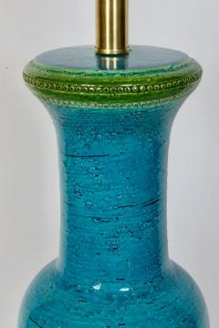Aldo Londi Substantial Aldo Londi Bitossi Rimini Blue and Green Stripe Table Lamp 1950s - 2937468