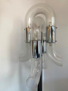 Aldo Nason 2 Floor Lamps Metal Chrome Murano Glass by Aldo Nason for Mazzega Italy 1970s - 1223790
