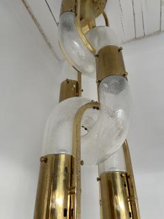 Aldo Nason Brass Chain Chandelier Murano Glass by Aldo Nason for Mazzega Italy 1970s - 1805005