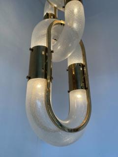 Aldo Nason Brass Chain Chandelier Murano Glass by Aldo Nason for Mazzega Italy 1970s - 1805008