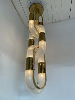 Aldo Nason Brass Chain Chandelier Murano Glass by Aldo Nason for Mazzega Italy 1970s - 1805013